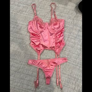 Pink silky lingerie 2 piece set nwot